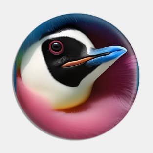 Funky rainbow penguin bird lover bright graphic Pin