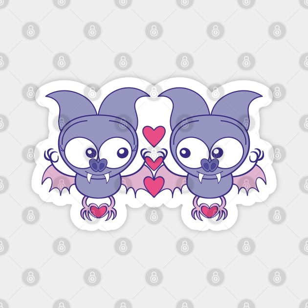 Couple of cute bats madly falling in love Magnet by zooco