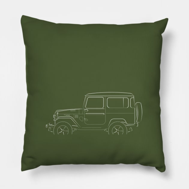 Toyota Land Cruiser FJ40 - profile stencil, white Pillow by mal_photography