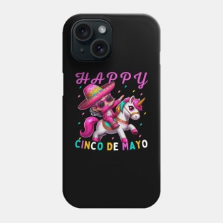 Dabbing girl Dancer on Unicorn Back Happy Cinco de Mayo wearing sunglasses Phone Case