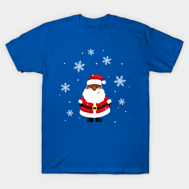 Cute black santa wish merry christmas. New Year. - Black Santa Claus African America - T-Shirt