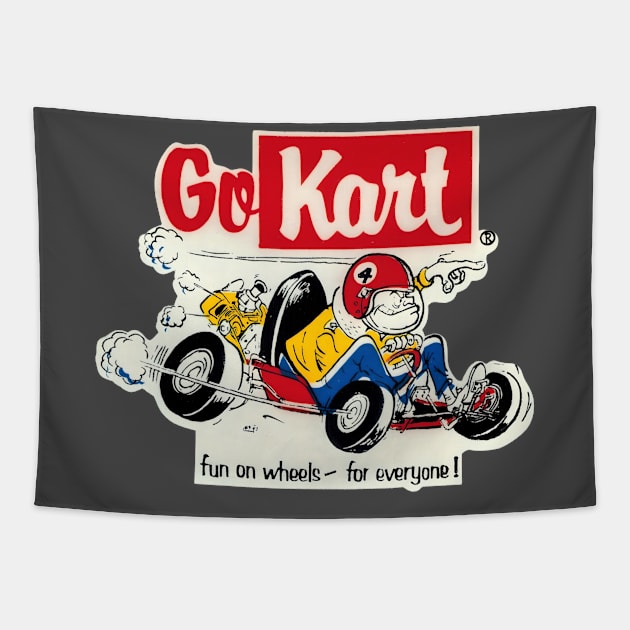 Go Kart - Vintage 1960s decal artwork Tapestry by Desert Owl Designs