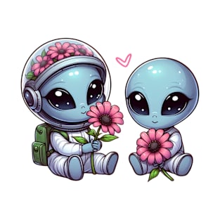 Romantic Cute Two Aliens Love T-Shirt