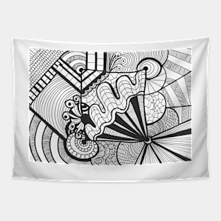 Abstract pattern to print with curves, lines, stripes inspired by zentangle Tapestry