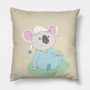 Lovely cute koala is sitting on the grass Pillow