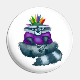 Raccoon playing agogo Pin