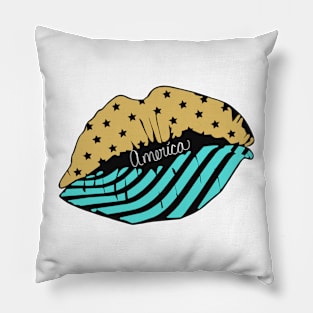 America kiss teal 2 Pillow