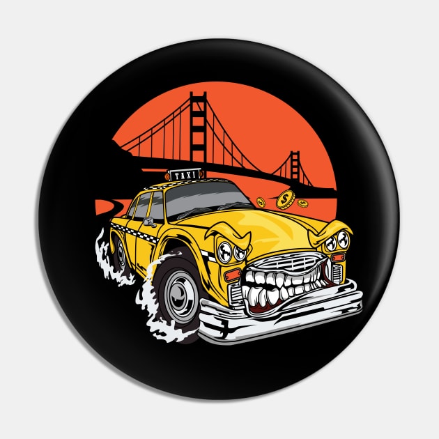 Taxi Car Monster Pin by Mako Design 