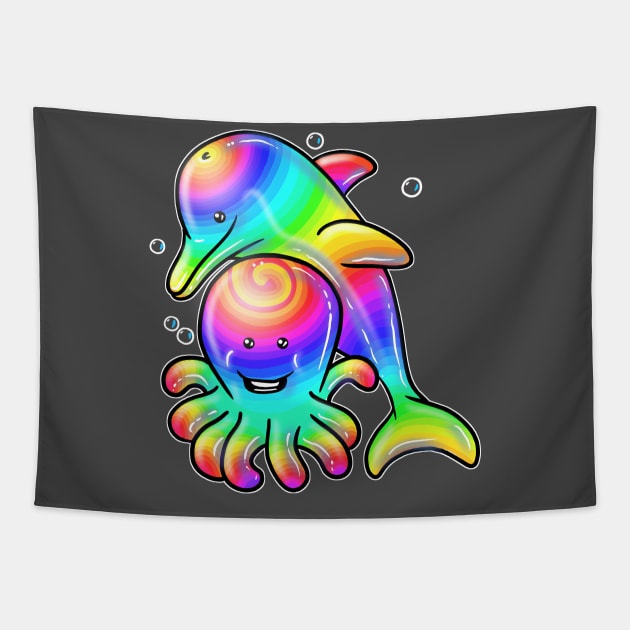 OCTO AND DOLPH Tapestry by KARMADESIGNER T-SHIRT SHOP