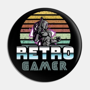 Vintage Retro Gamer Robot Vintage Style PC Sticker Art Pin