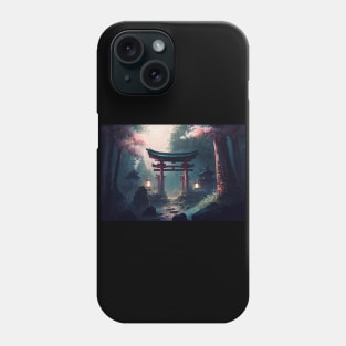 Japanese Torii Gate in Sakura Forest Phone Case