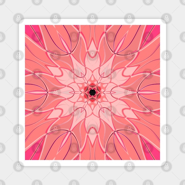 Cartoon Mandala Flower Pink Magnet by WormholeOrbital