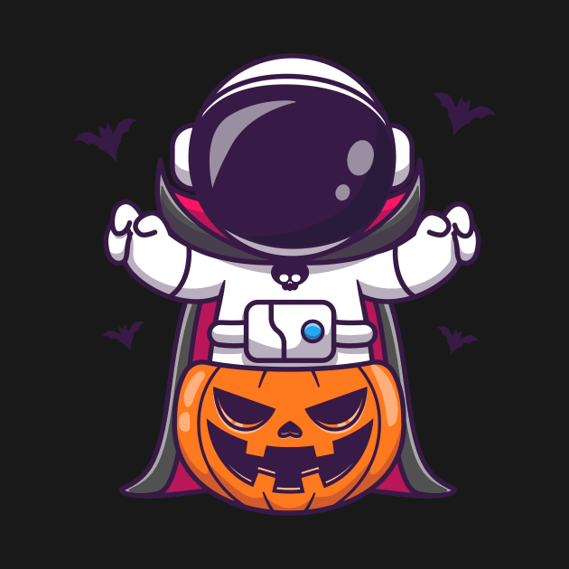 Cute Astronaut Dracula With Pumpkin Halloween Cartoon by Catalyst Labs