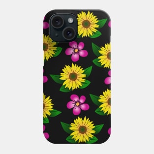 sunflowers, pink flowers, floral, bloom, flowery Phone Case