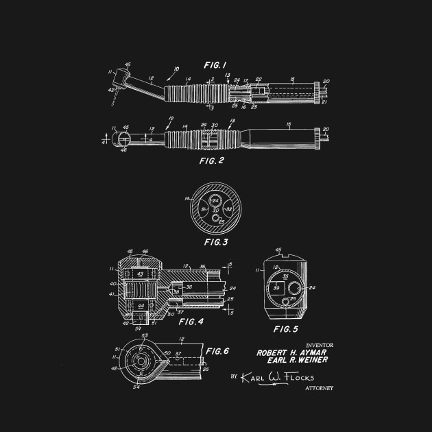 Dental Handpiece Vintage Patent Drawing Funny Novelty by TheYoungDesigns