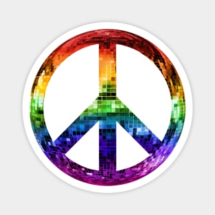 1970s Rainbow Disco Peace Sign Magnet