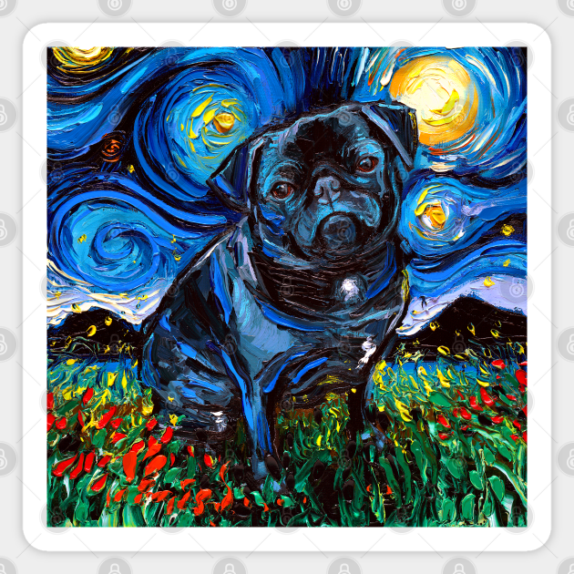 Pugmojis pug stickers cute black pugs by Inkpug fawn and black pug sticker sheets fawn and black pug planner stickers