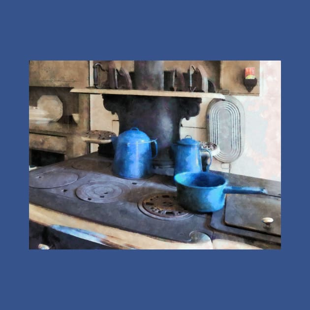 Kitchens - Blue Pots on Stove by SusanSavad
