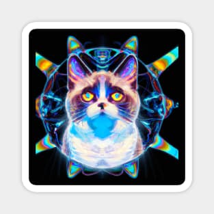 Psychedelic Space Kitty Magnet