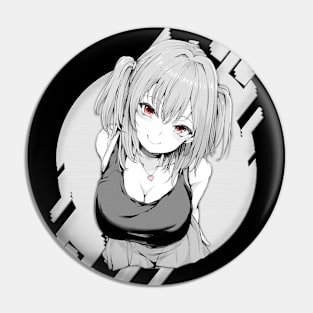 Aesthetic Anime Girl Smug - Waifu Material Japanese Senpai Otaku Babe Pin