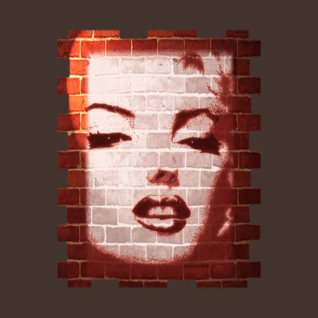 Marilyn Monroe Street Art on Brick Wall by BluedarkArt