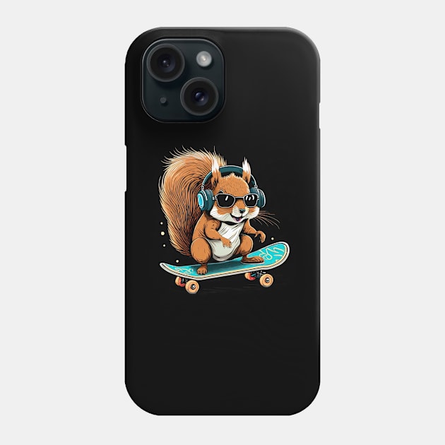 Squirrel Skateboard Lovers Funny Theme Skating Squirrels Phone Case by sports_hobbies_apparel