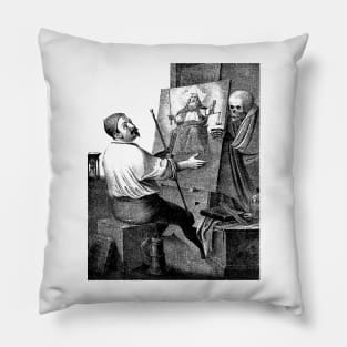 The dance of death at Basel: death and the merchant - Hieronymus Hess Pillow