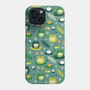 Cute little frogs in a pond pattern Phone Case