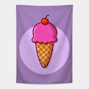 Ice Cream Cone Cartoon Vector Icon Illustration (6) Tapestry