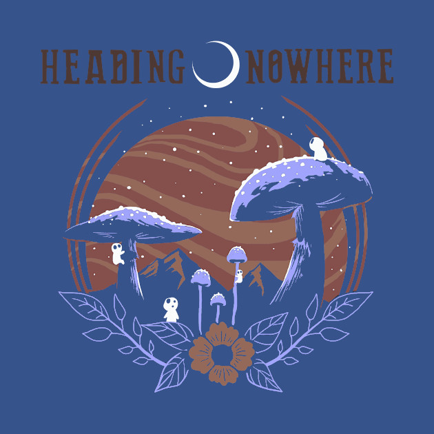 Heading Nowhere Purple/Brown - Mushrooms - T-Shirt