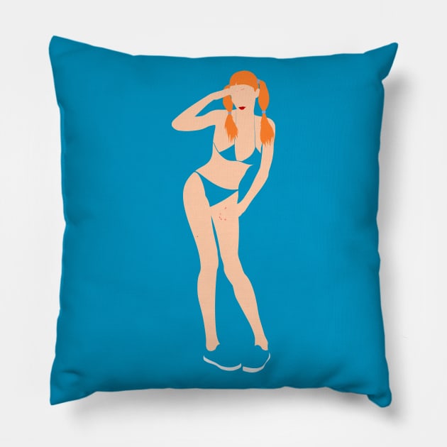 Bikini Redhead Pillow by jintetsu