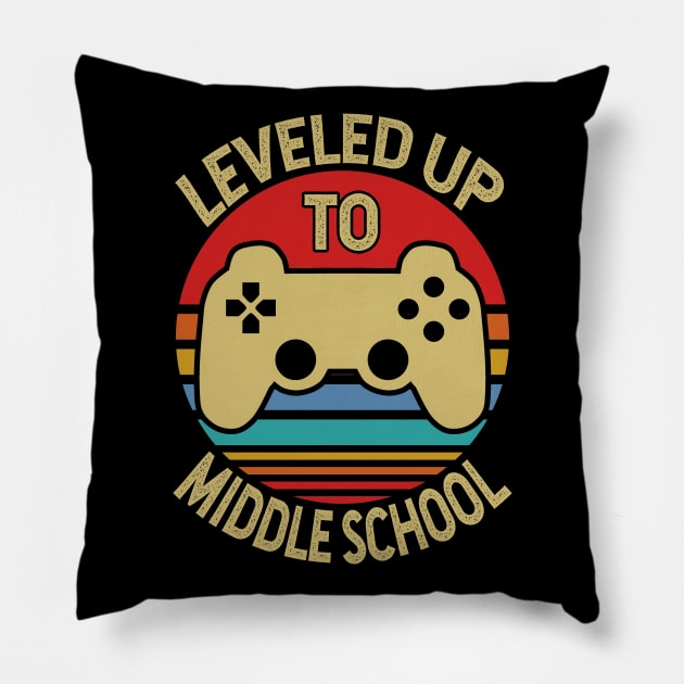 Leveled Up To Middle School Grad Pillow by Tesszero