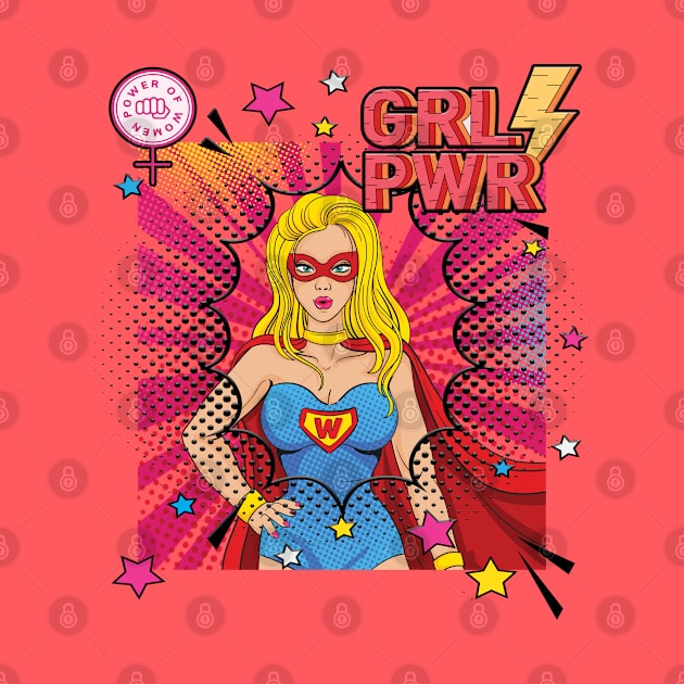 GRL Power Pop Art Super Hero by By Diane Maclaine