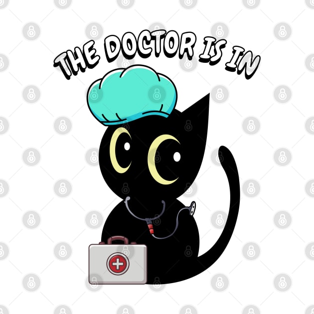 Cute black cat is a doctor by Pet Station