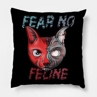 Fear No Feline Glitch Cat Zombie Pillow