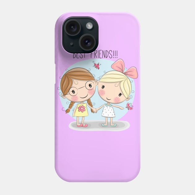 Best friends. Two girls holding hands. Phone Case by Reginast777