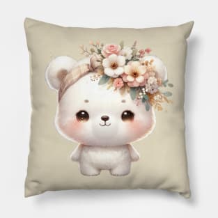 Cute Baby Bear Cub Boho Babies A Whimsical Watercolor Gathering Pillow