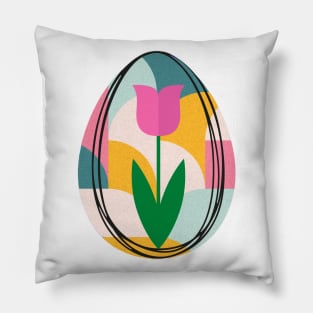 Colorful Egg and Tulip Flower Pillow