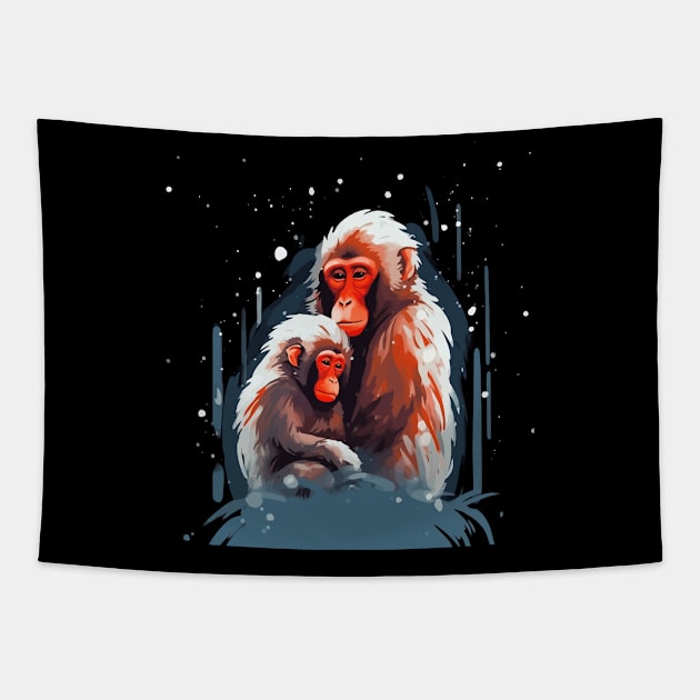 Snow Monkey Mothers Day Tapestry by JH Mart