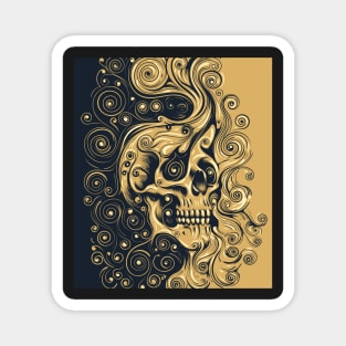 Human Skull Emblem Swirls Ornament colored Design Magnet