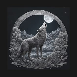 Wolf crying at the full moon T-Shirt