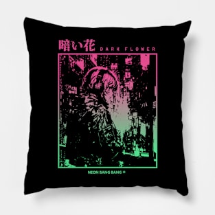 "Dark Flower" Cyberpunk Aesthetic Vaporwave Anime Manga Girl Japanese Streetwear Pillow