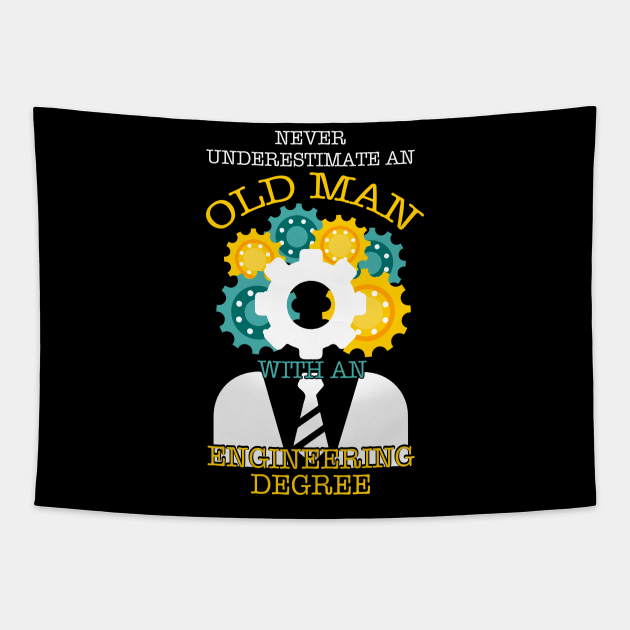 Old Man With An Engineering Degree Tapestry by zellaarts