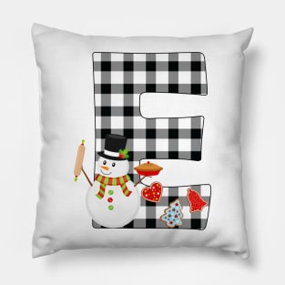 BW Buffalo Checks Pattern Monogram E | Snowman Pillow