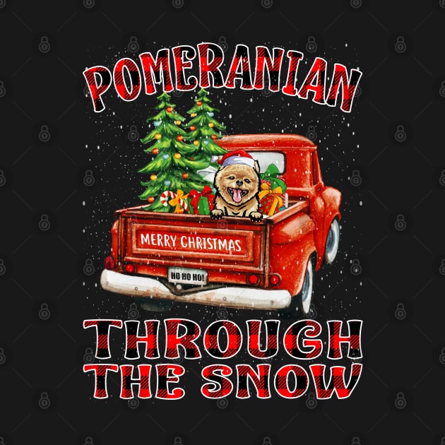 Christmas Pomeranian Through The Snow Dog Santa Truck Tree by intelus