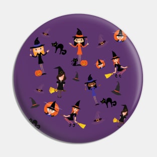 Cute Witch Pattern - Purple Pin