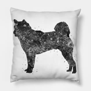 Shiba inu dog watercolor black and white Pillow