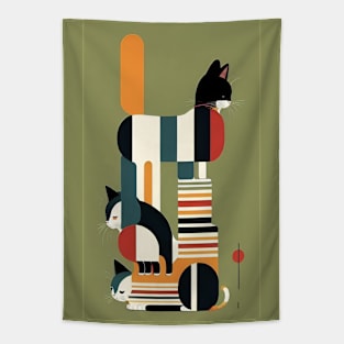 Striped Whisker Tales: Feline Design Tapestry