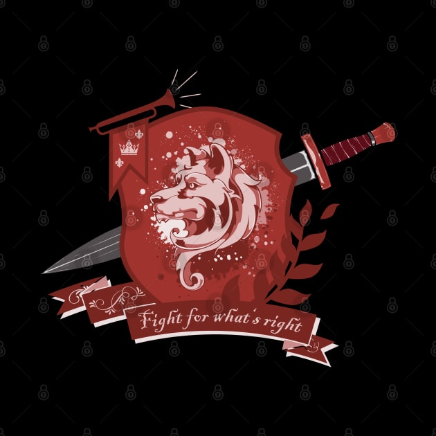 Dog crest, fight for what's right - Red by Ravendax