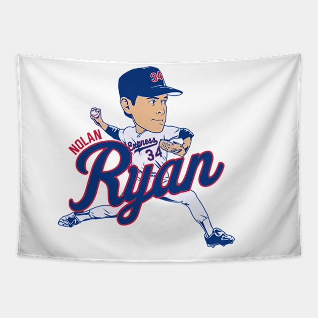 Nolan Ryan Texas Caricature Tapestry by lavonneroberson